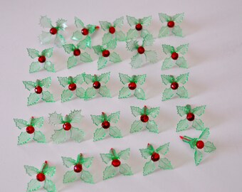 25 Poinsettia Ceramic Christmas Tree Bulbs