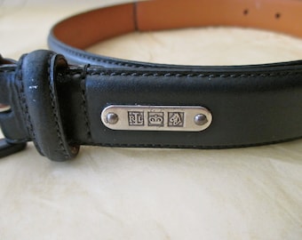 Ralph Lauren Leather Belt - navy blue, size small