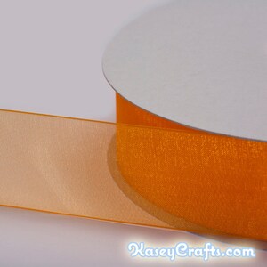 Tangerine Orange Organza Ribbon, Organza Sheer Ribbon, Widths Available: 1 1/2", 1", 6/8", 5/8", 3/8", 1/4", 1/8"