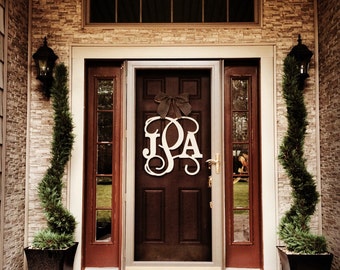 Monogram Wreath - Door Decor - Door Monogram - Wood Monogram - UNFINISHED Letters - Custom Monogram