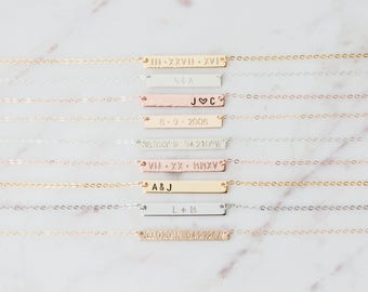 Personalized Bar Necklace, Custom name bar necklace, women personalized gift necklace, name plate necklace, custom personal gift for her