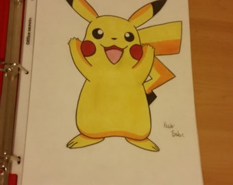 Handmade Ink Drawing of the Pokemon Pikachu