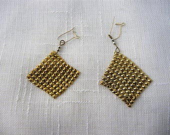 Vintage Gold Metal Mesh Earrings, Bohemian Style For Pierced Ears