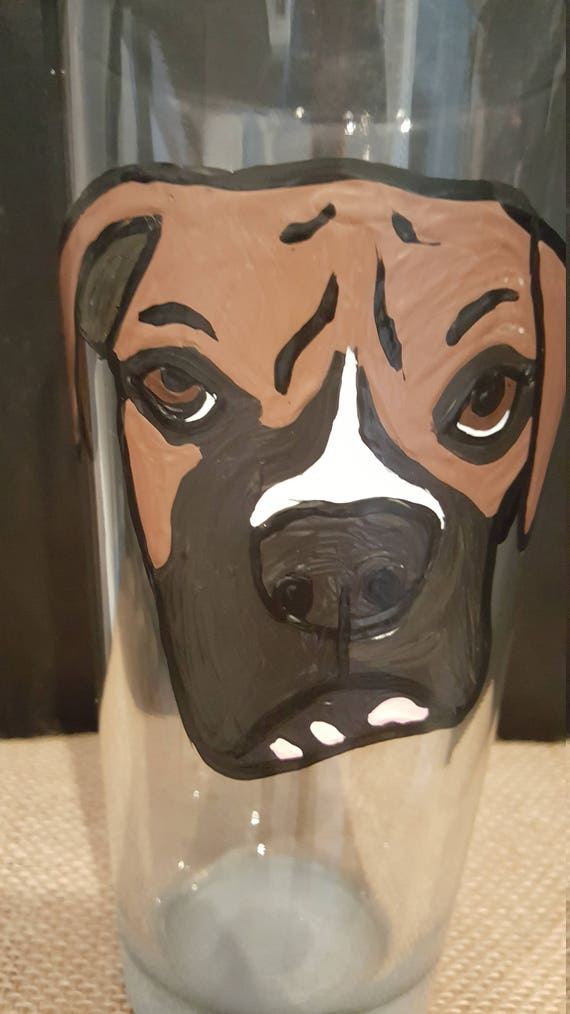 Custom painted pet wineglass, bull dog, pit bull, bulky breeds, animal lover gift