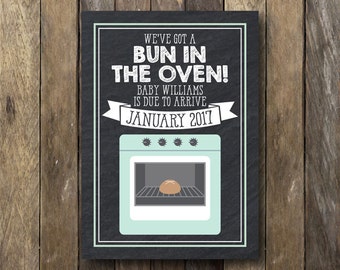 Bun in the Oven Pregnancy Announcement - Pregnancy Reveal - Bun in the Oven Announcement - Printable Pregnancy Announcement