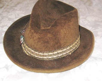 Mens Alexander fedora hat, brown felt hat, 40s 50s hat, mid century