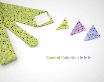 Confetti collection neck tie,matte green,cyan purple,purple violet,lime green wedding,accessory groom,groomsmen,men,spring,colorful wedding