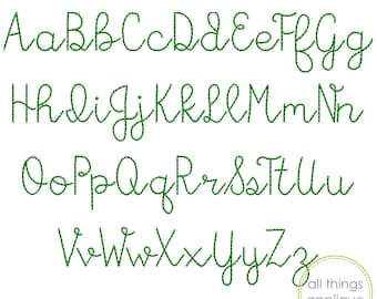 Eliza Quick Stitch Font (#1002) - 26 Letters - Upper and Lower - 5 Sizes - Machine Embroidery Design - INSTANT DOWNLOAD