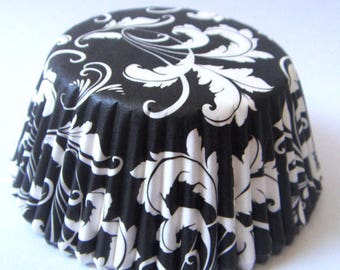 Set of 20 boxes cupcakes - floral-white/black pattern-