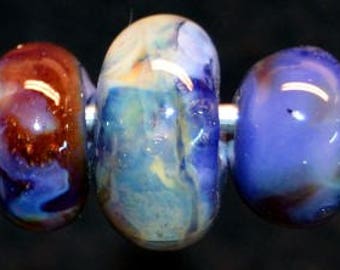 Blue skies 7 boro lampwork beads SRA K45
