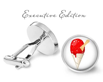 Cherry Snow Cone Cufflinks - SnoCone Cufflinks - SnowCone Cufflinks - Shaved Ice Cuff Links (Pair) Lifetime Guarantee (S0233)
