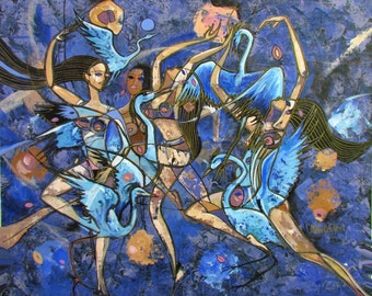 SOLD Crane Dance original art