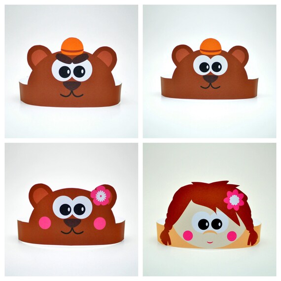 The Three Bears Paper Crowns Set. DIY cardboard crowns