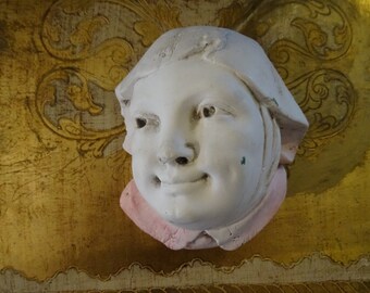 Vintage Shabby Cottage Chic Nun Match Holder Bust