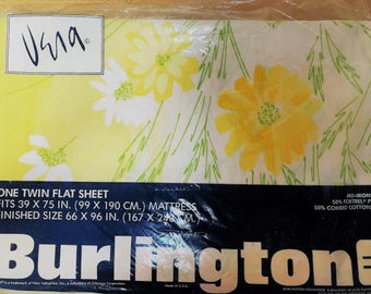 Retro twin flat sheet Yellow and White