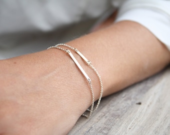 Sterling silver bar bracelet, Everyday bracelet, Minimalist bracelet, 925 silver bracelet, Silver bar bracelet, Dainty layered bracelet