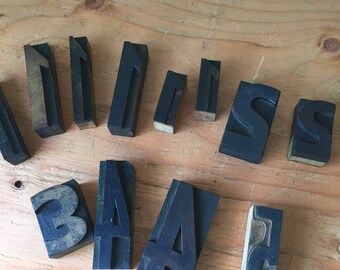12 Vintage Wooden Block Numbers,Letterpress