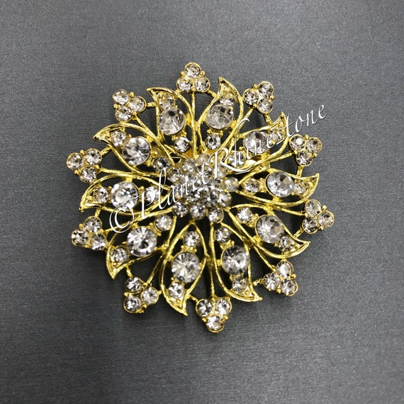 Gold Rhinestone Brooch #BR-4