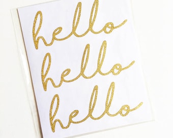 EXCLUSIVE**Hello Gold Glitter Stickers (12 in package)