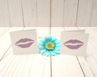 Blank Mini Card Set of 10 / Lip Cards/ Stationery Card Set/ Mini Card Set/ Mini Cards/ Lunch Box Notes/ Thank You Cards/ White Cards/ Purple