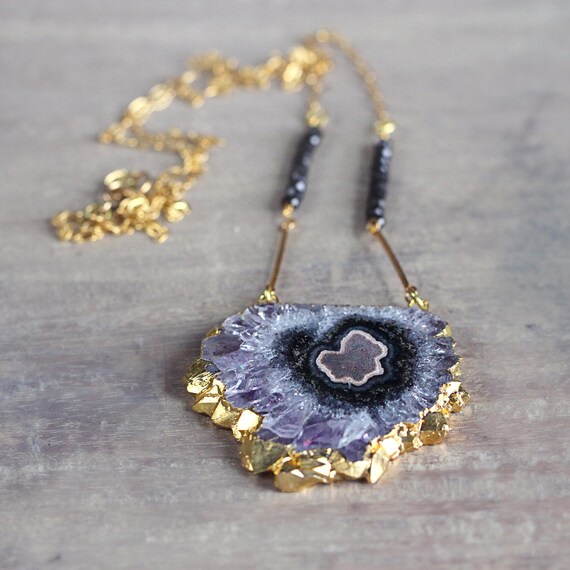 Long Amethyst Necklace - Unique Statement Necklace