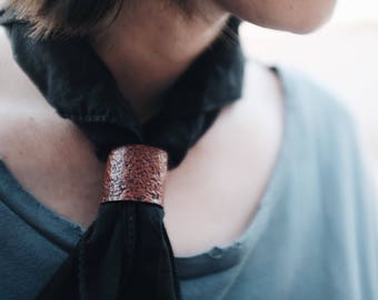 Hand Stamped Leather Bandana Ring