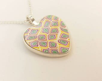 Polymer Clay Heart Pendant Necklace D100101