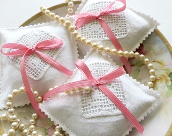 3 Lavender Sachets Handmade From Vintage Linens, Highly Fragrant, Gifts for Her, Small Gift Ideas, Mothers Day, Teacher or Hostess Gifts