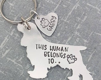 Cocker Spaniel - This Human Belongs To.. Personalised Dog Keyring - Dog Lover - Dog Mum - Gift
