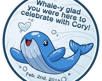 12 Personalized Whale Thank You Sticker
