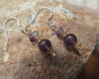 Sterling silver amethyst and citrine earrings