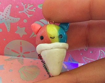 Kawaii bunny snow cone polymer clay charm