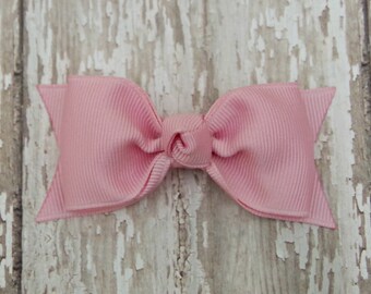 Pink Tuxedo Style Toddler Hair Bow 3 Inch Alligator Clip Baby Hairbow