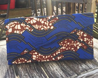 Blue and Dark brown spiral clutch