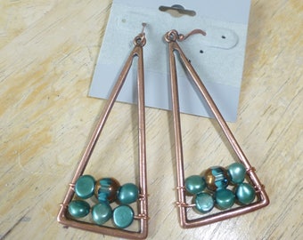 Copper Beaded Pierced earrings