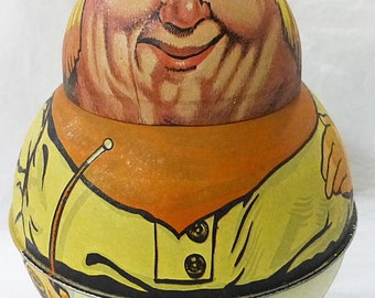 Vintage tobacco tin bristol ware cowboy 1979 container roly poly