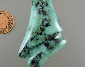Variscite Spiderweb Cabochon, Designer Green Variscite Cabochon, Pendant Cab, Gift Cab, Stocking Stuffer, C2697, Hand Cut by 49erMinerals