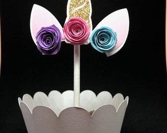 Unicorn Cupcake Wrapper And Topper Light Unicorn Cupcake Wrapper And Topper Light