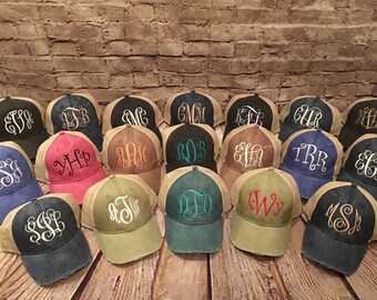 monogram hat, distressed monogrammed hat, distressed, monogram hat, women hat,adams distressed hat, ladies cap,trucker hat, monogram cap
