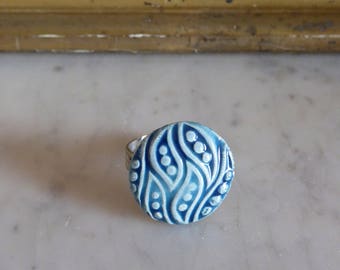 Blue ceramic Ring Gustav Diva jewelry