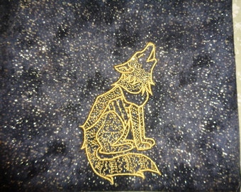 Embroidered Spirit Wolf - Tarot, Rune or Magical Purpose Drawstring Bag