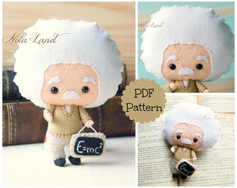 Albert Einstein. PDF pattern. Felt doll.