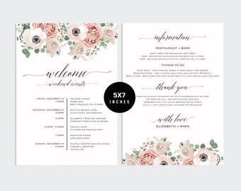 Itinerary template, wedding itinerary,wedding timeline, Itinerary,wedding welcome, printable itinerary, wedding schedule, welcome bag, PCC_5