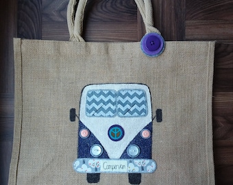 Hand painted Camper van Large Shopper Bag