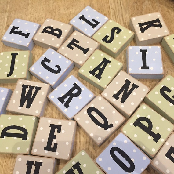 Wooden Letter Blocks Complete Alphabet Initials Monograms