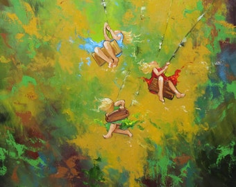 Print Swing 68 20x20 inch Print from oil painting by Roz