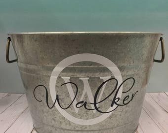 Personalized Beverage Bucket Monogrammed Bucket , Beverage tub,Wedding Beverage Bucket BBQ Ice Drink Bucket- Tin Drink Bucket- Monogrammed