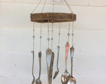 Handmade Vintage Silverware Beaded Wind Chime