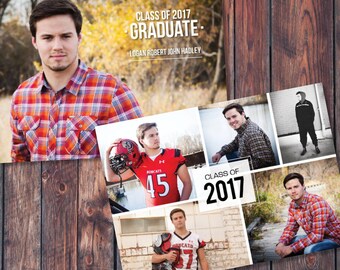 Senior Graduation Announcement Template Grad Invite Printable Graduation Photo Card Graduation Party Invitations Photo Collage Boy or Girl