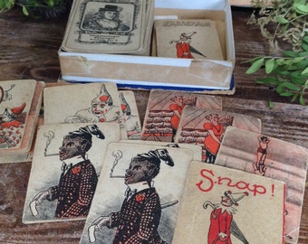 Antique game of cards deck of colored cards Historisk Frikort